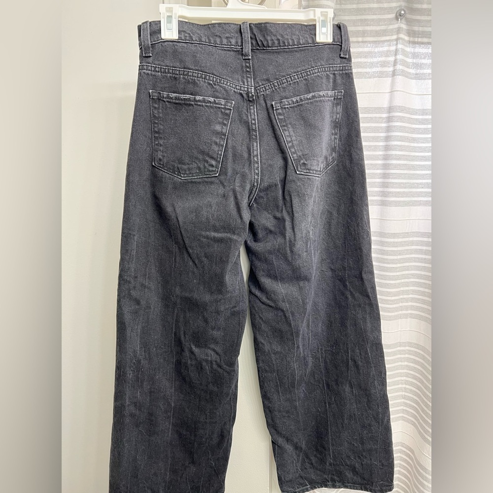 High wasted Wide Leg Black Wash Jeans